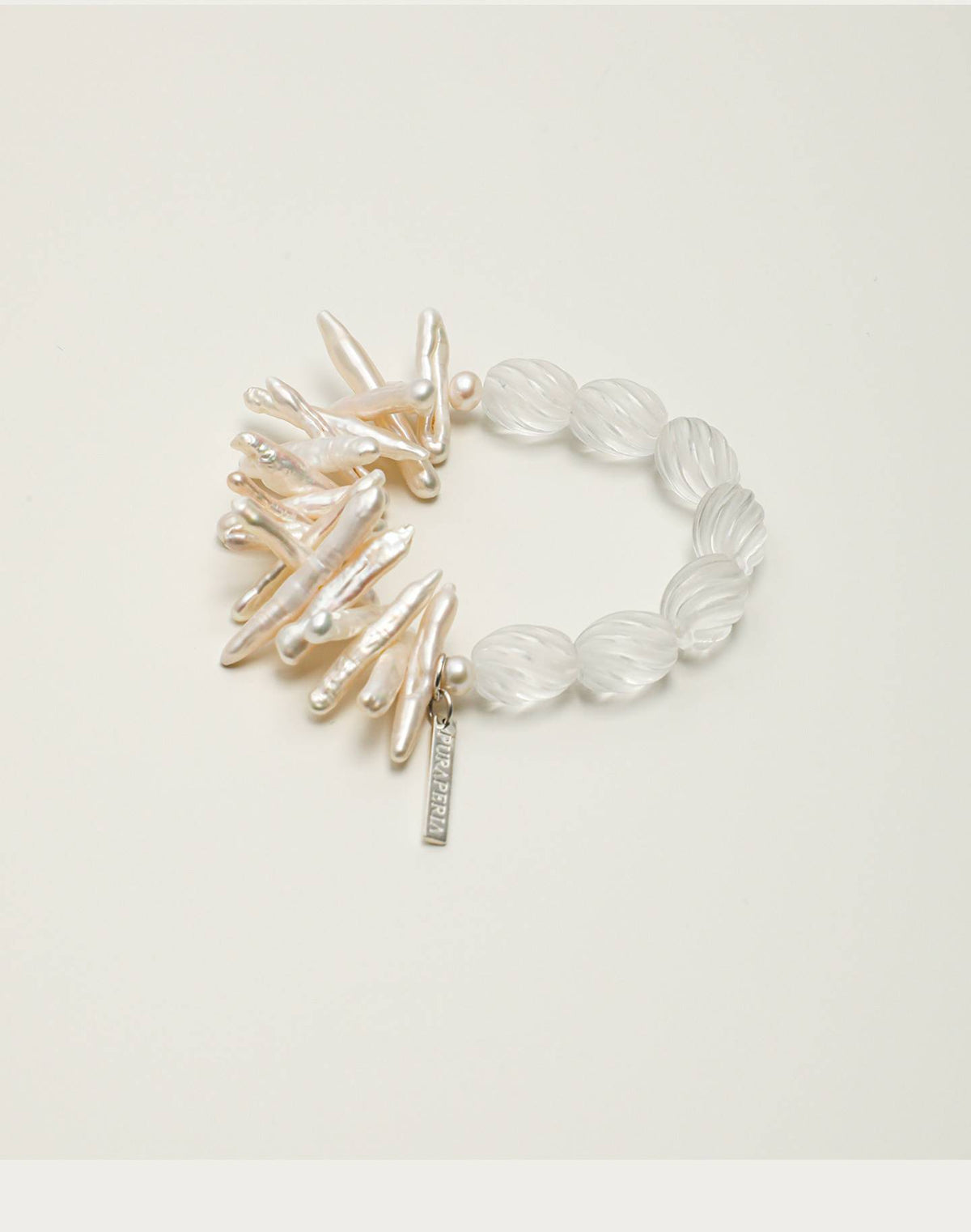 Frostveil Quartz Pearl Bracelet