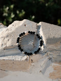 Black Onyx Silver Bead Bracelet