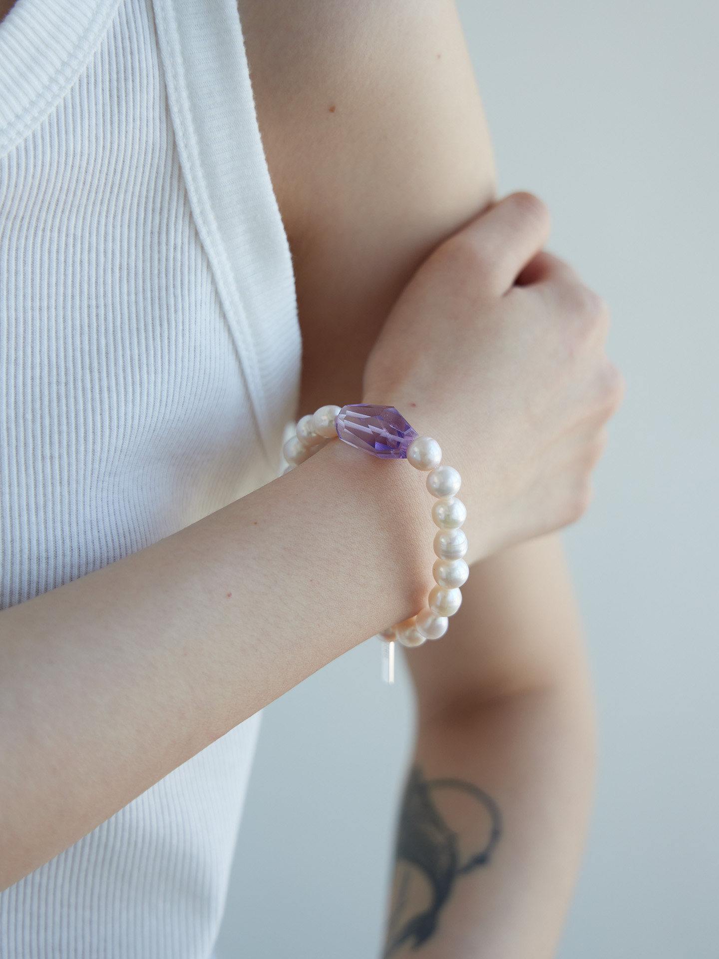 Amethyst Pearl Bracelet