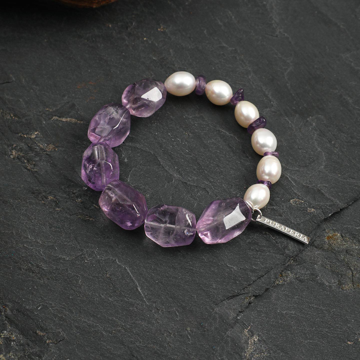 Amethyst Pearl Crystal Bracelet