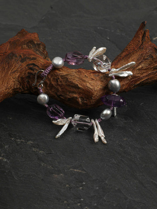 Amethyst Quartz Pearl Bracelet