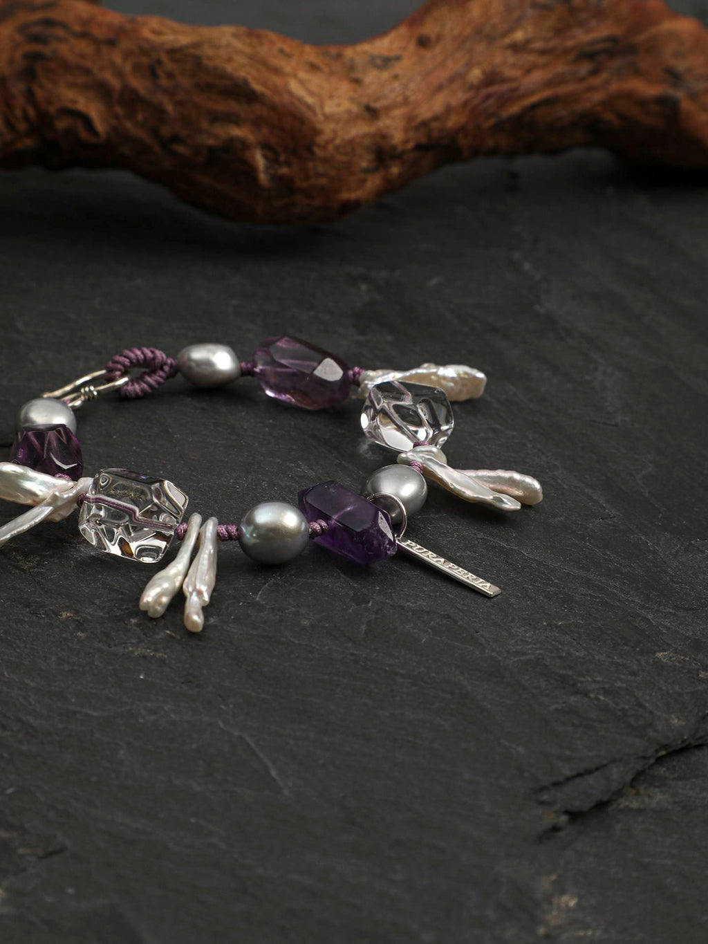 Amethyst Quartz Pearl Bracelet