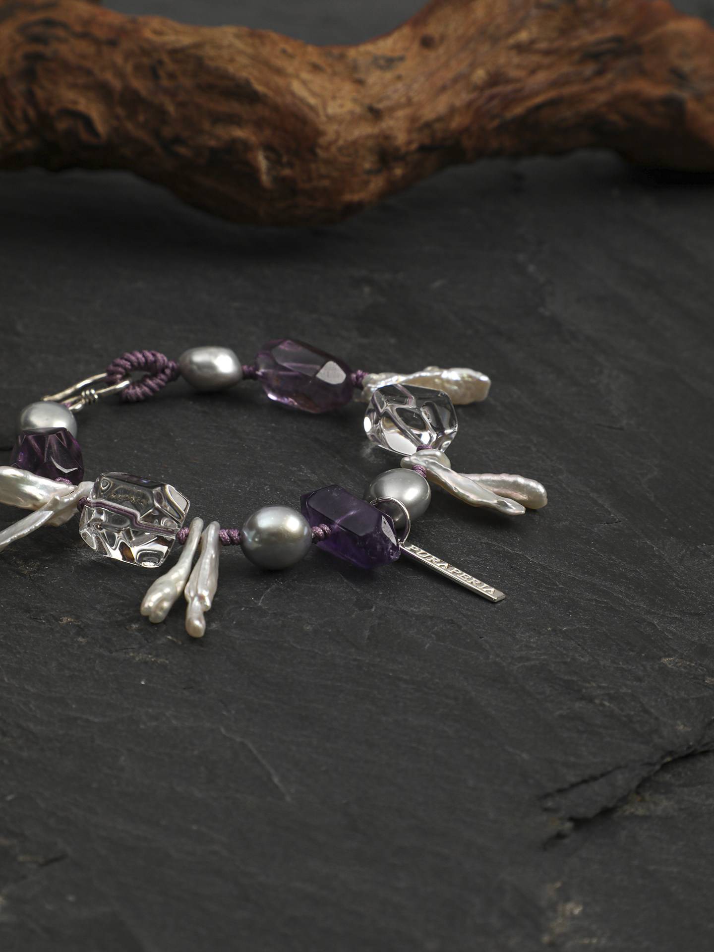 Amethyst Quartz Pearl Bracelet