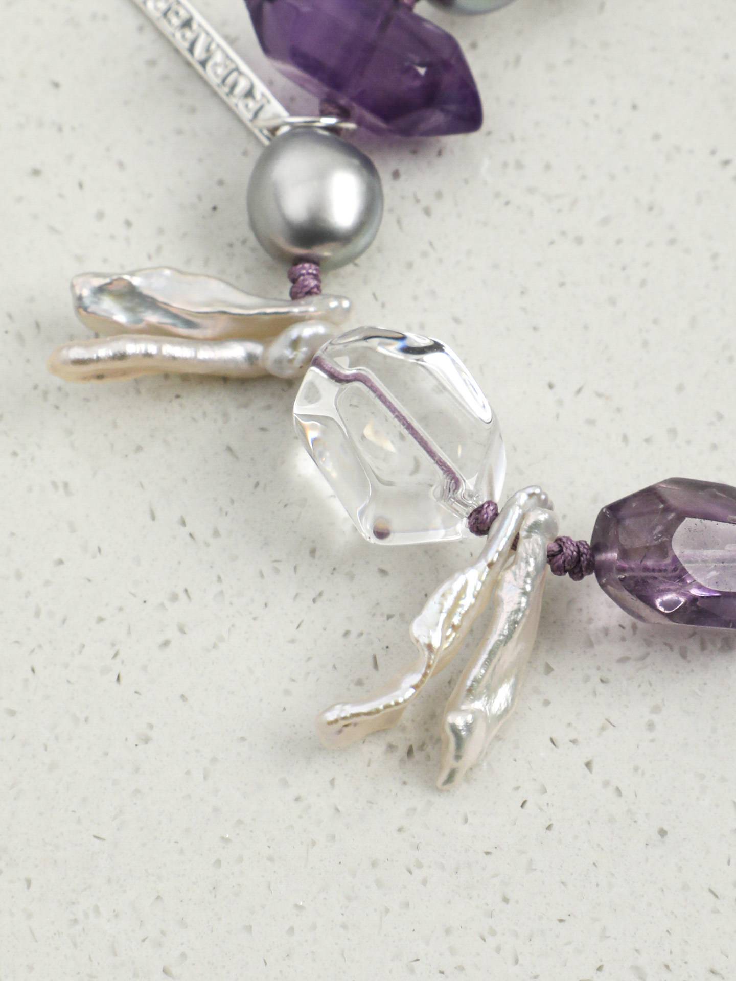 Amethyst Quartz Pearl Bracelet