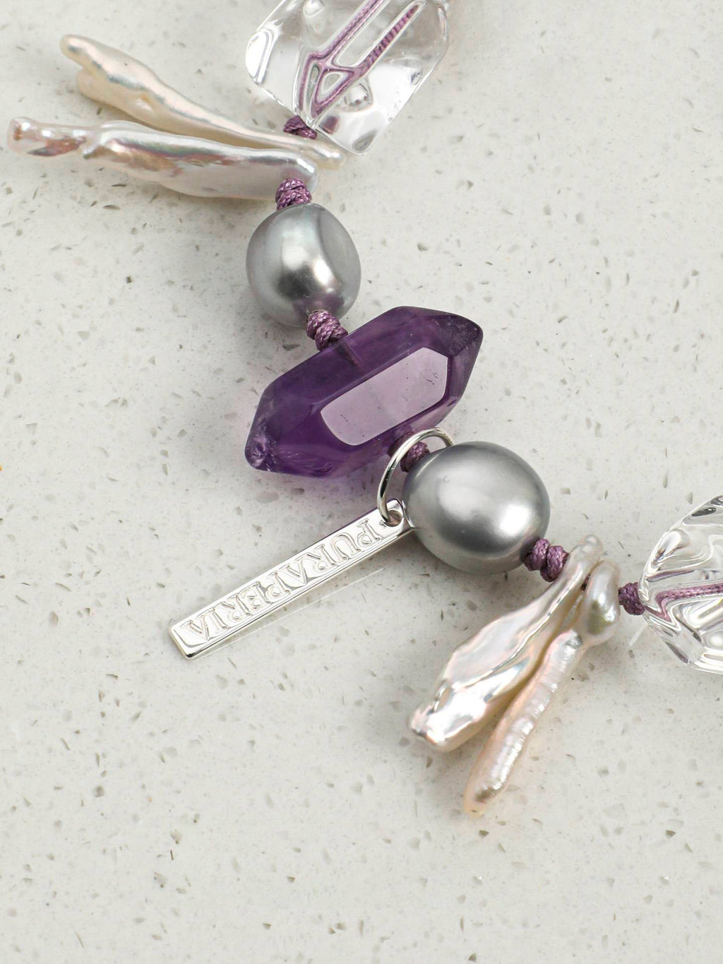 Amethyst Quartz Pearl Bracelet