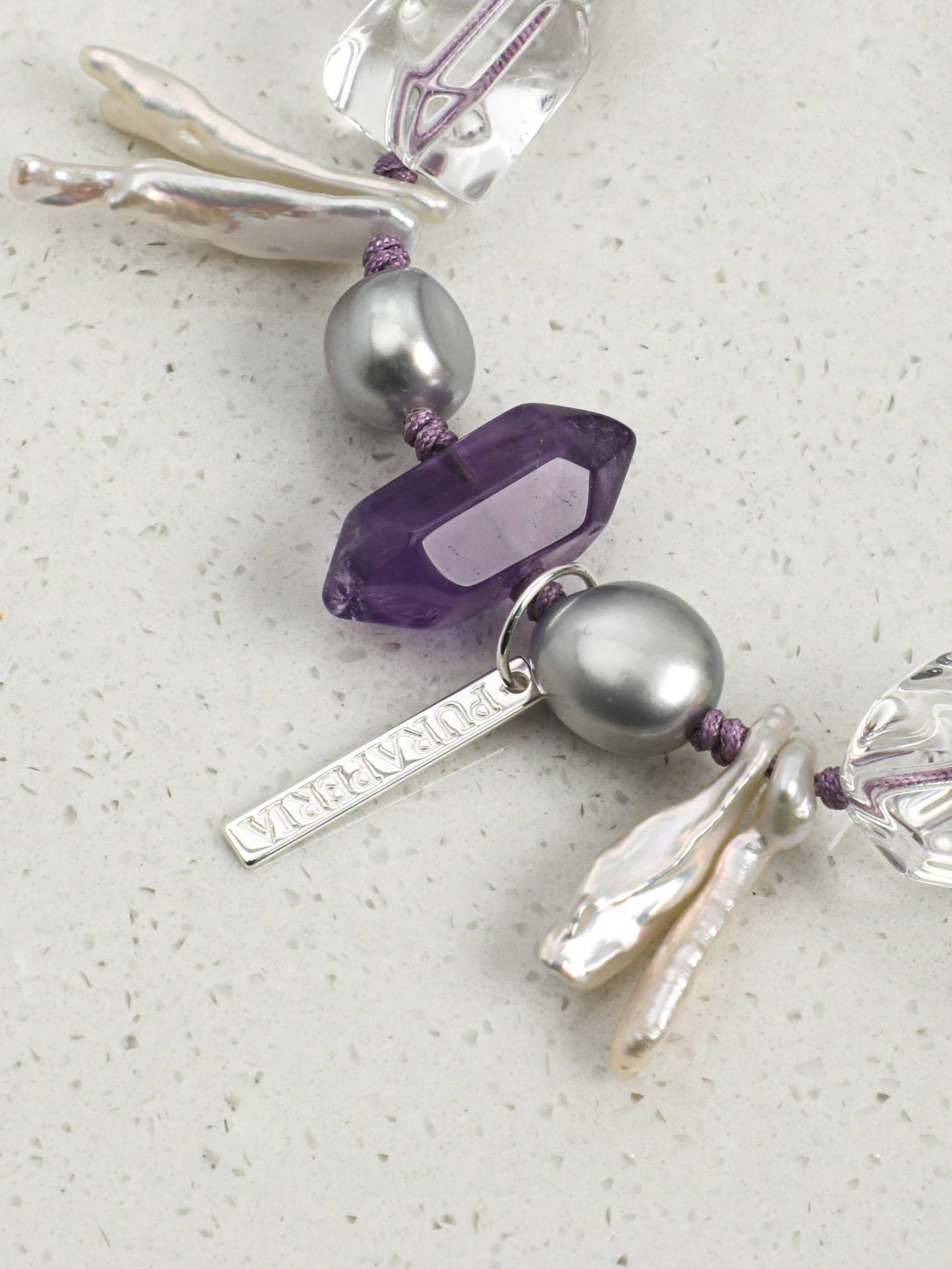 Amethyst Quartz Pearl Bracelet