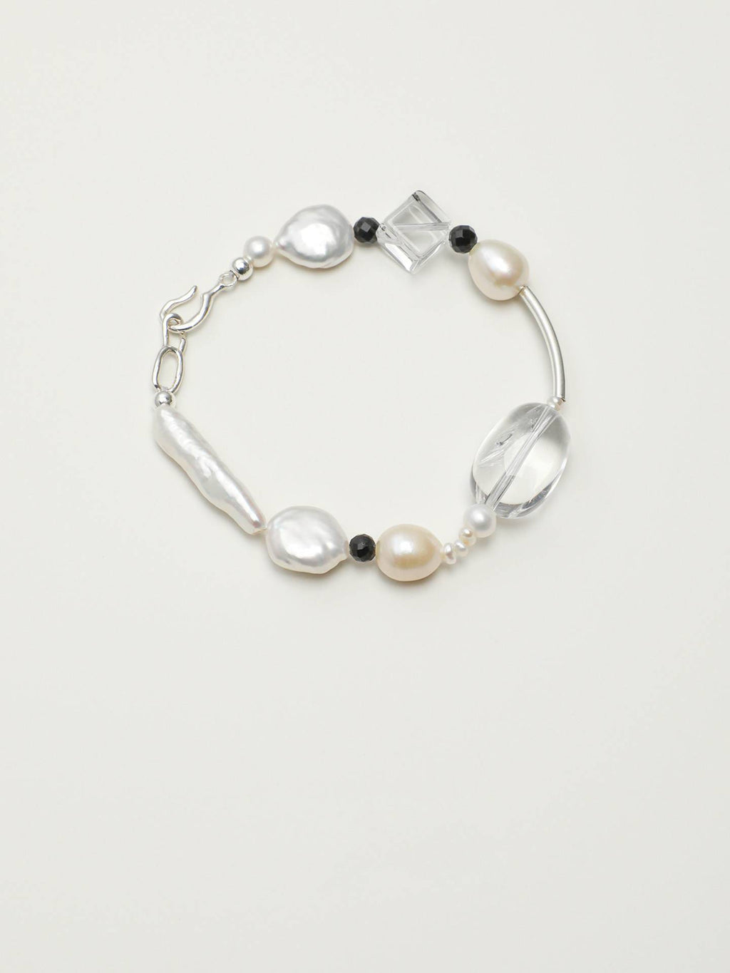Baroque Pearl Crystal Silver Bracelet