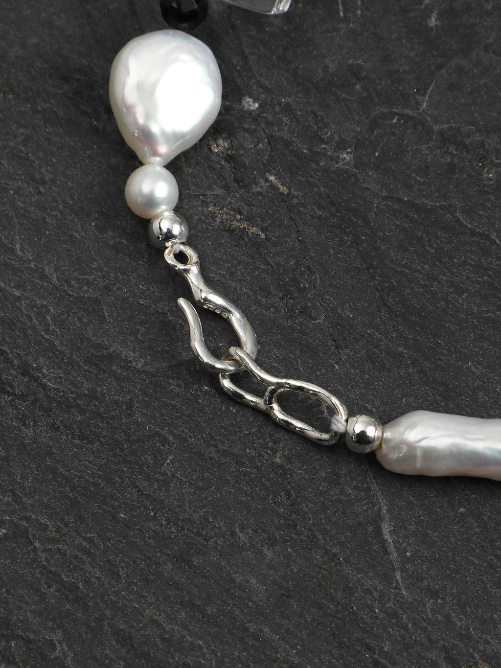 Baroque Pearl Crystal Silver Bracelet