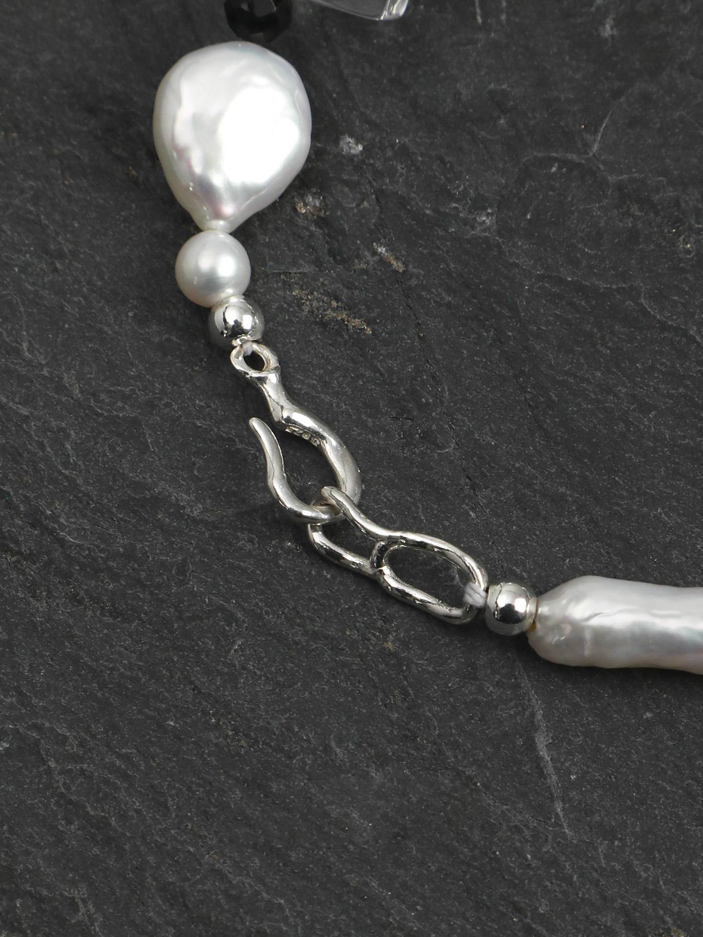 Baroque Pearl Crystal Silver Bracelet
