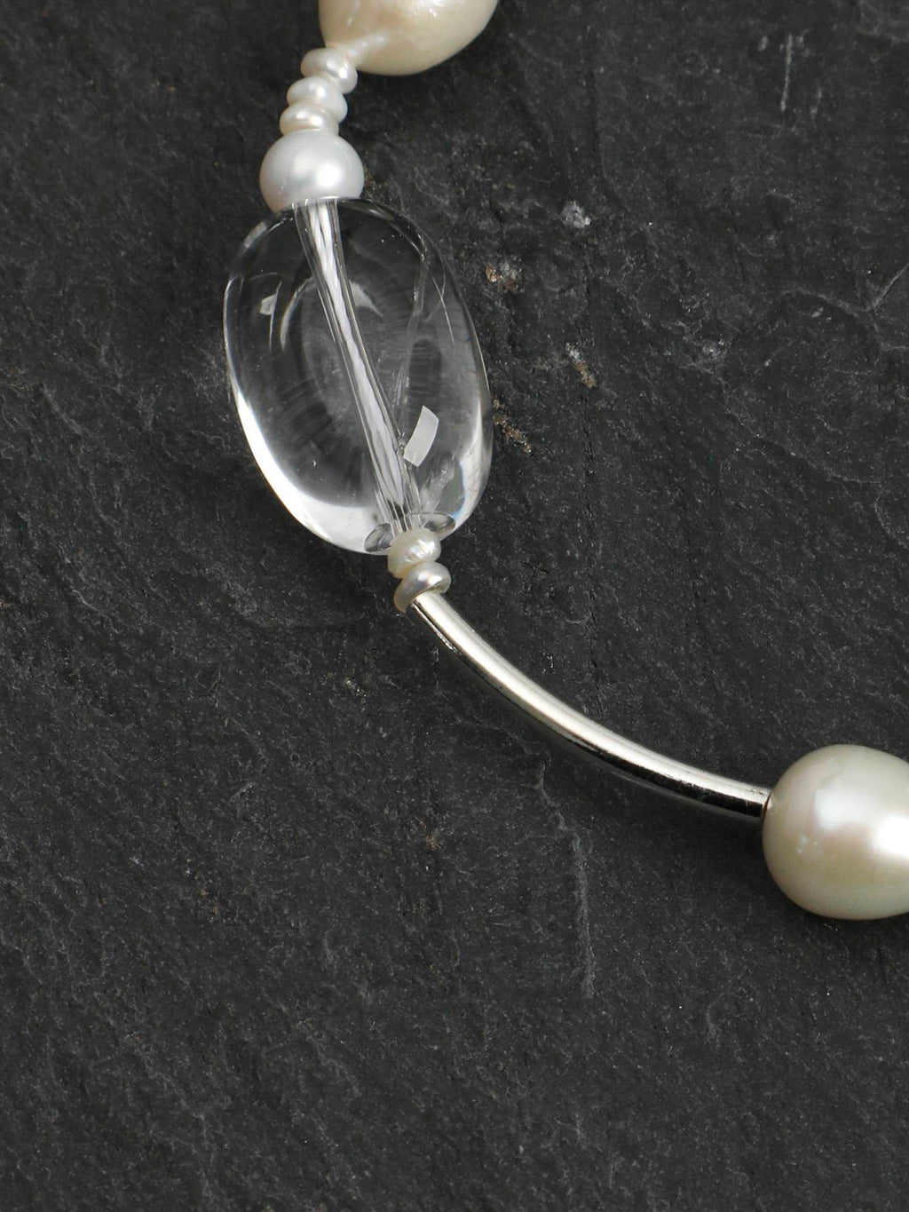 Baroque Pearl Crystal Silver Bracelet