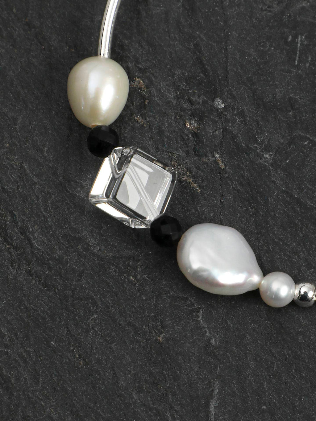 Baroque Pearl Crystal Silver Bracelet