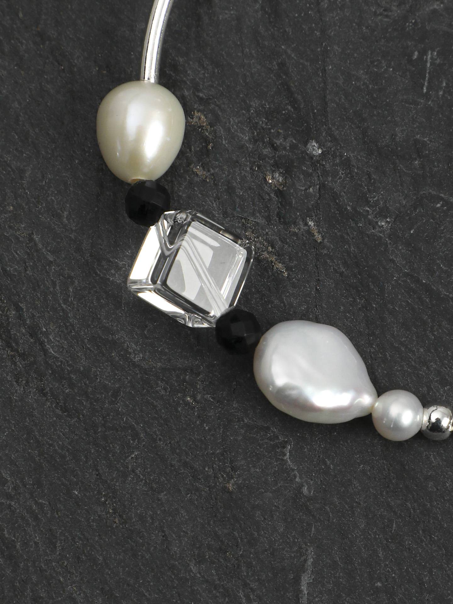 Baroque Pearl Crystal Silver Bracelet