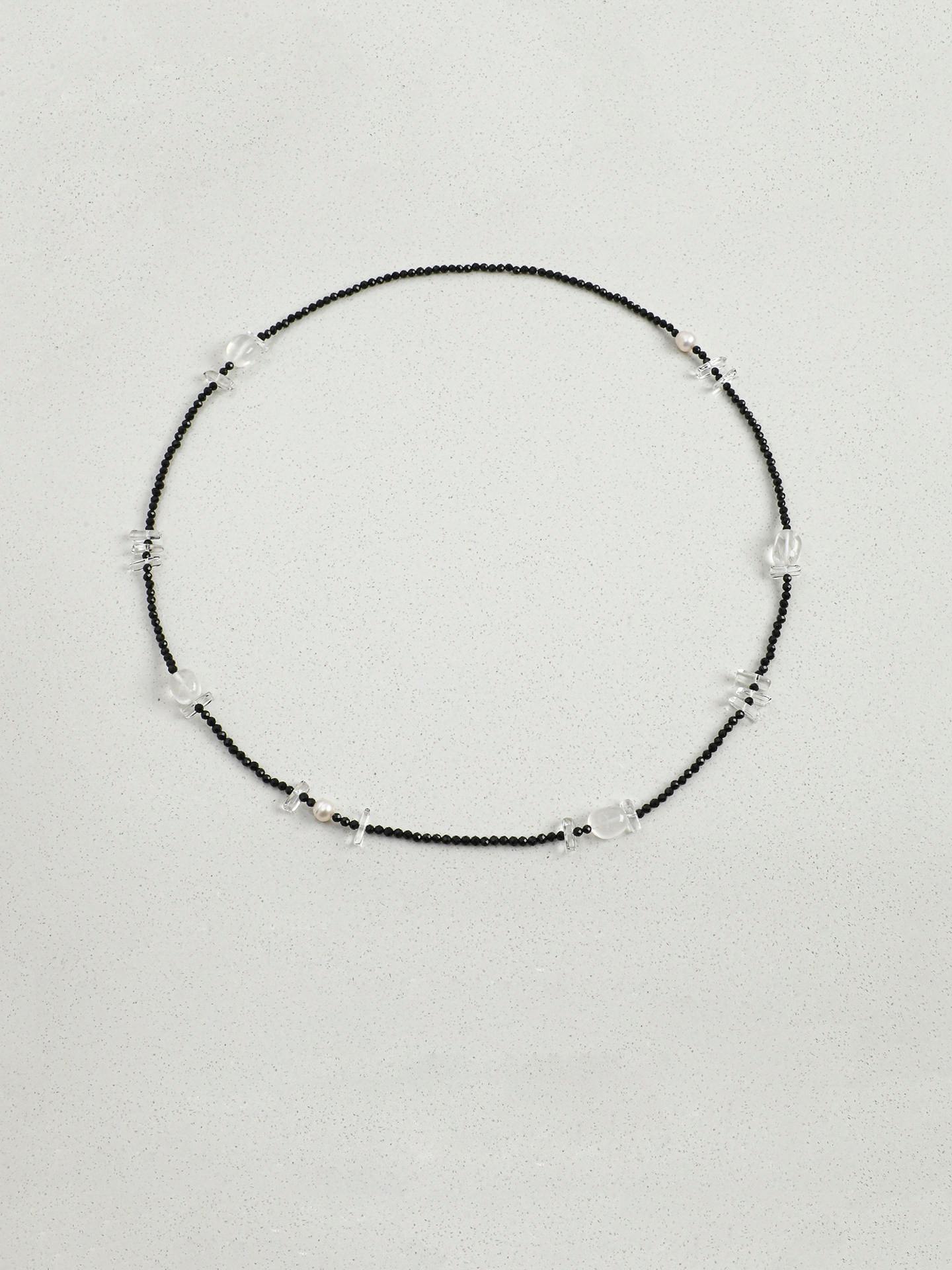 Black Tourmaline Quartz Long Necklace