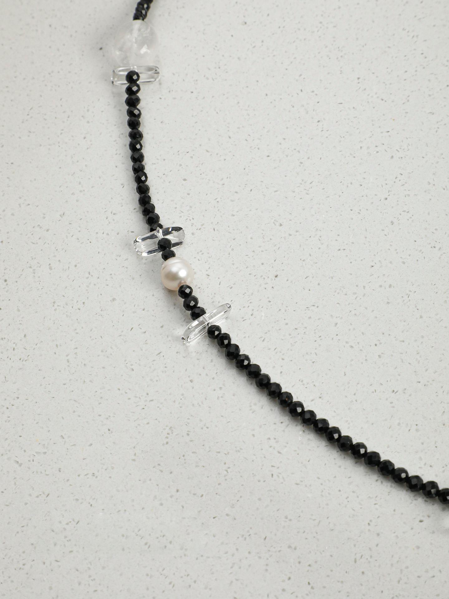 Black Tourmaline Quartz Long Necklace