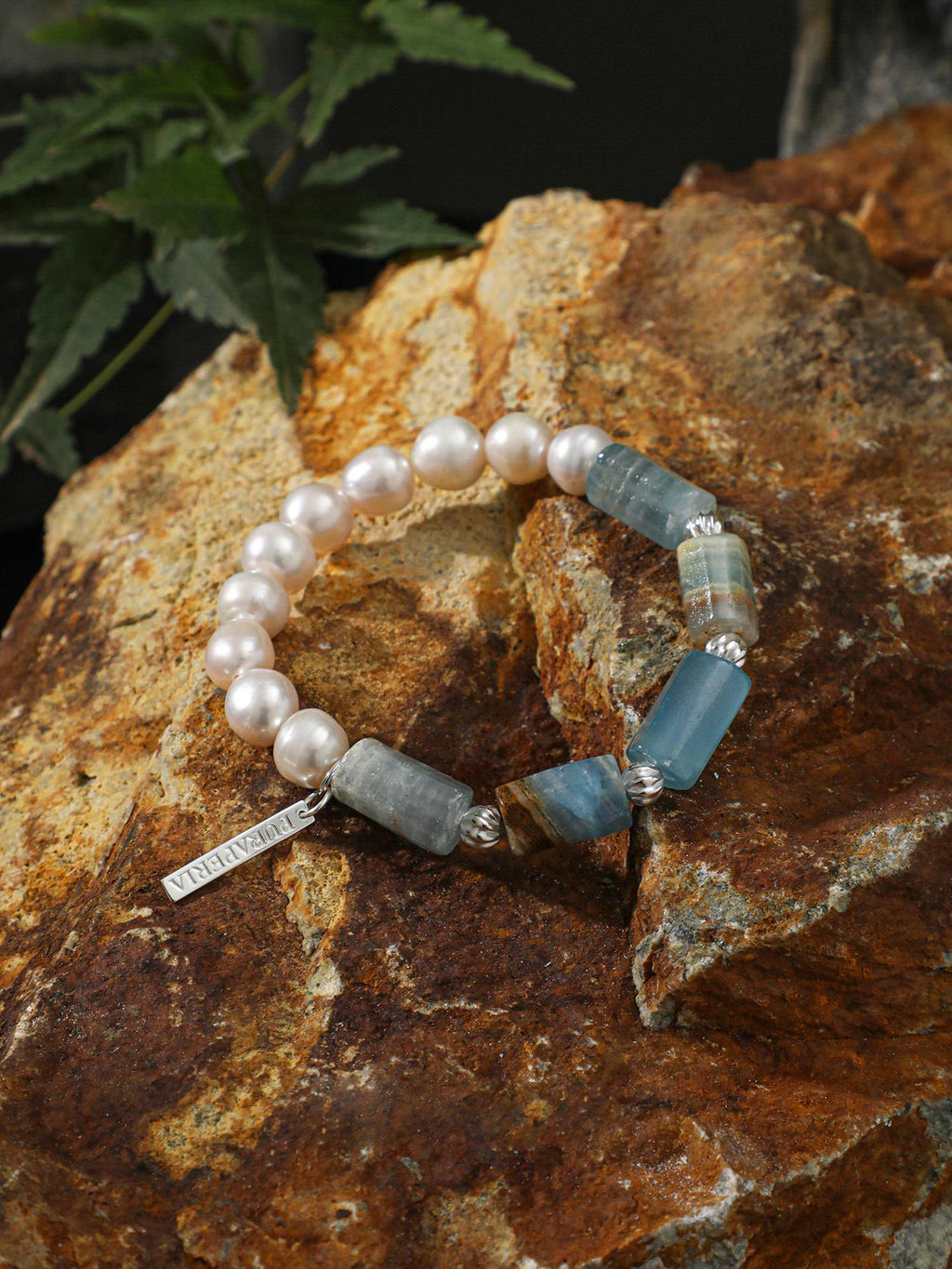 Blue Onyx Freshwater Pearl Bracelet