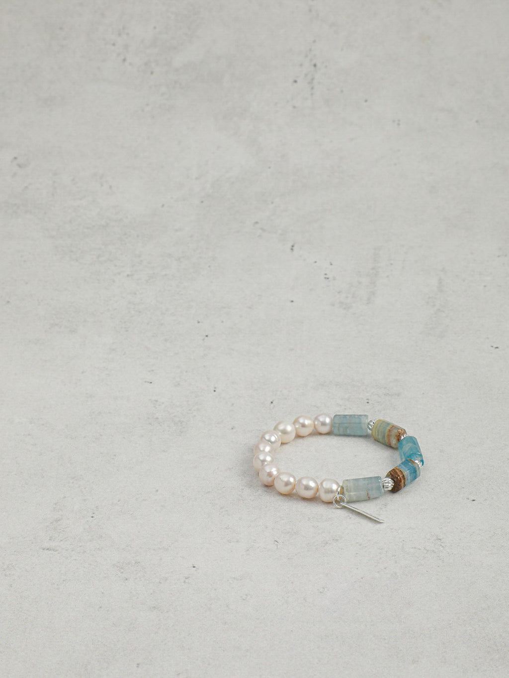 Blue Onyx Freshwater Pearl Bracelet