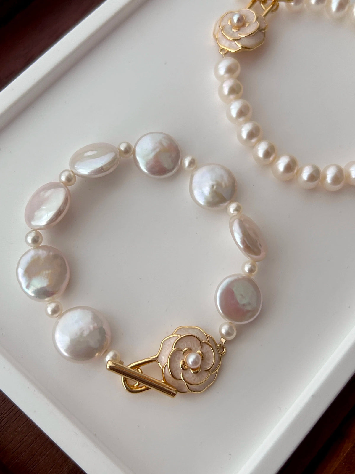 Camellia Baroque Pearl Bracelet & Earrings Set