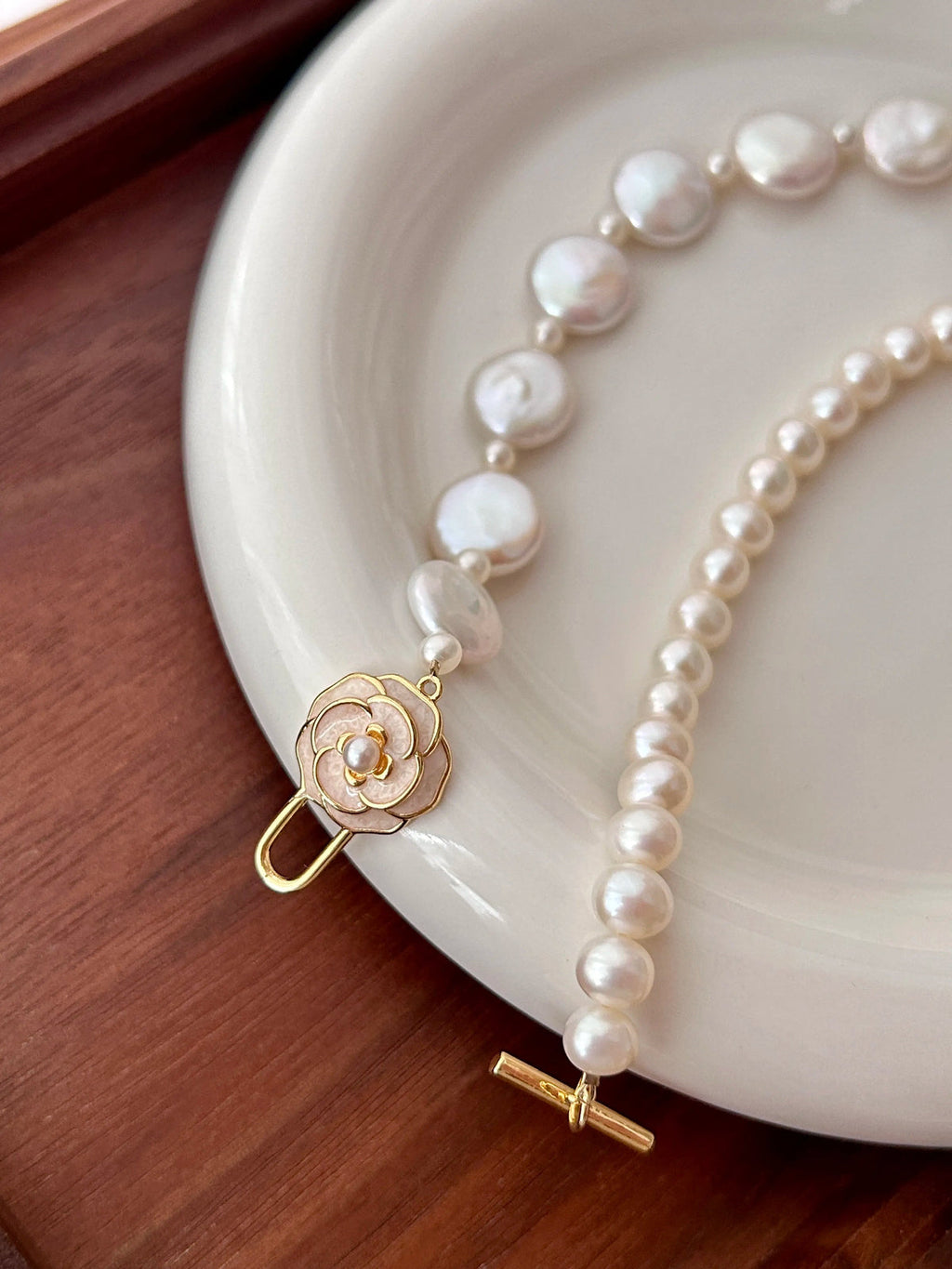 Camellia Baroque Pearl Bracelet & Earrings Set