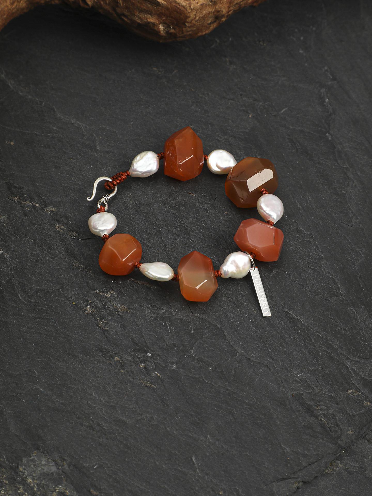 Carnelian Baroque Pearl Bracelet