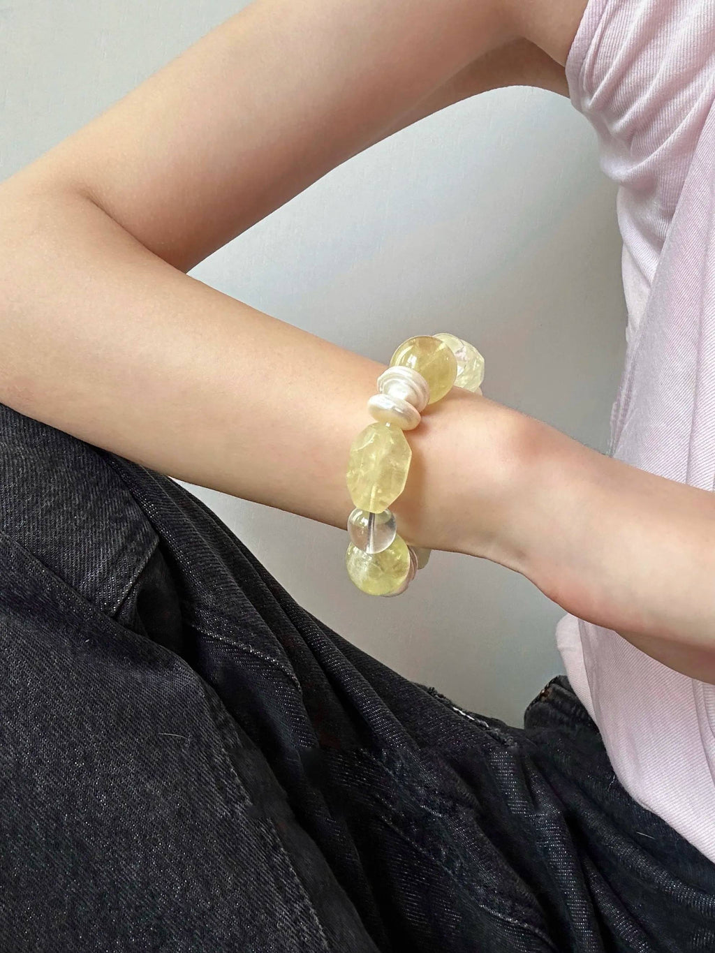 Citrine Pearl Bracelet