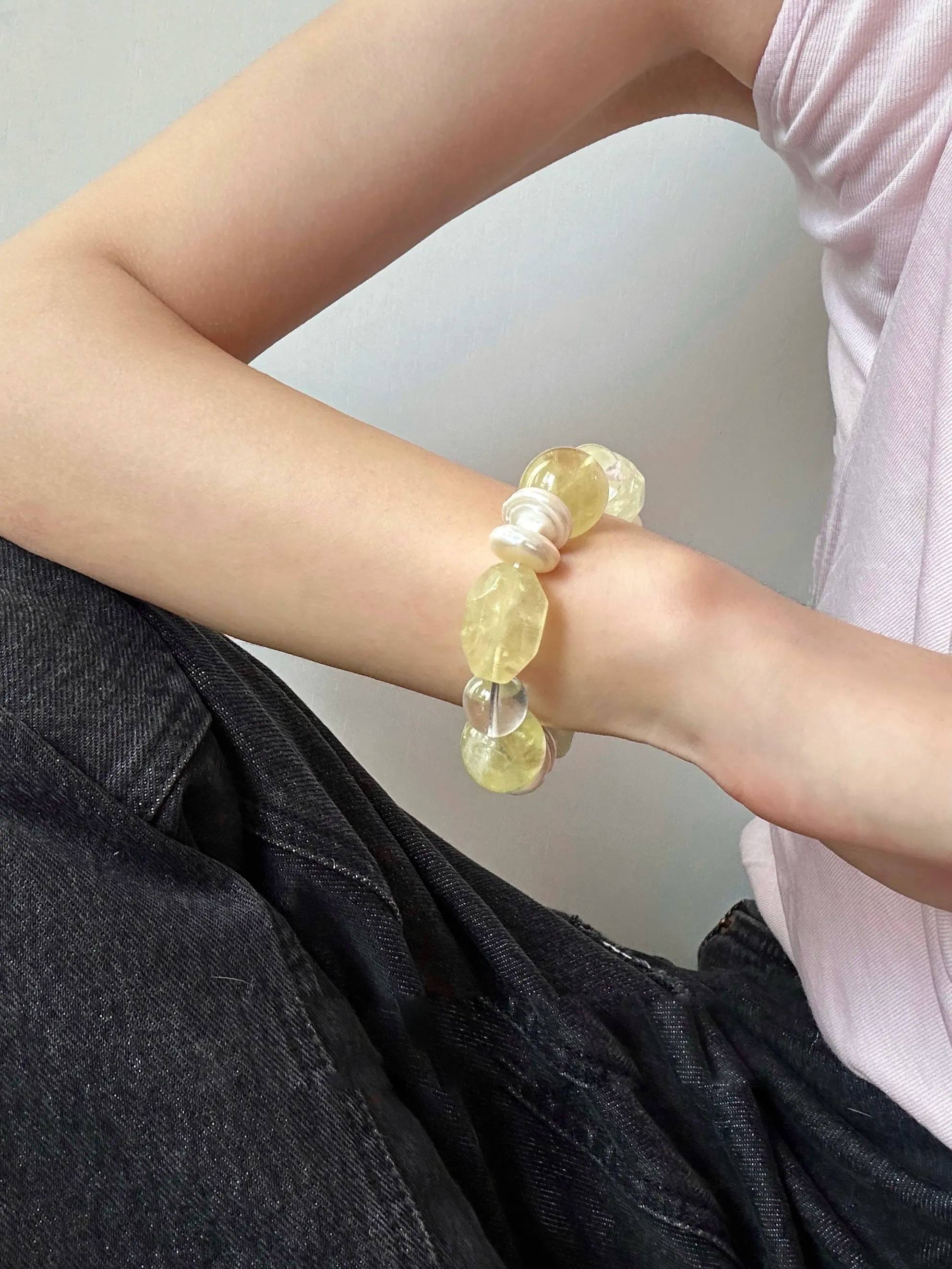 Citrine Pearl Bracelet