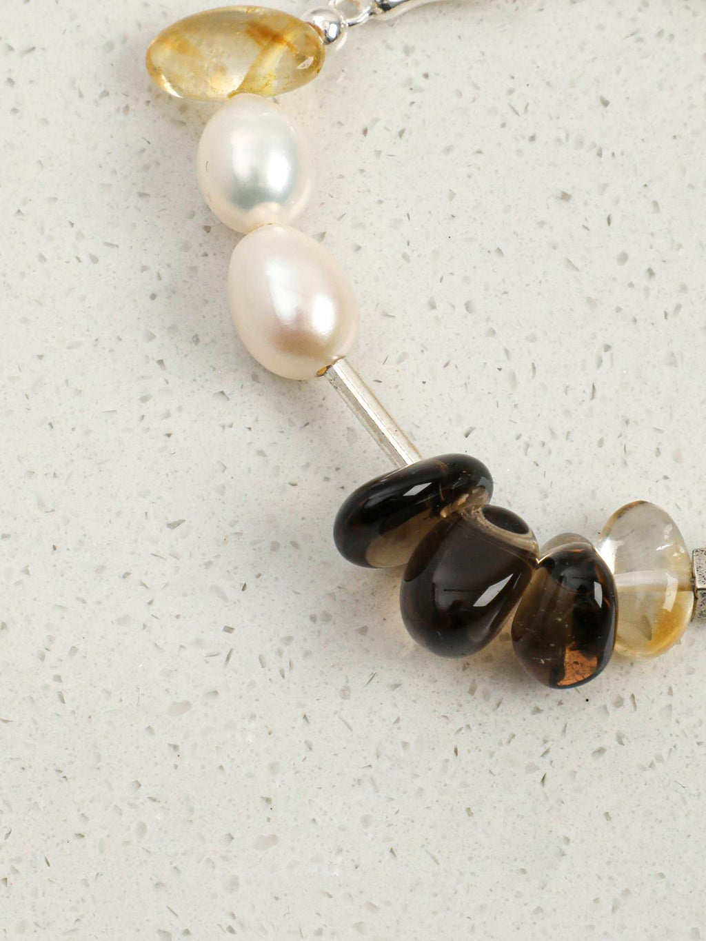 Citrine Smoky Quartz Baroque Pearl Bracelet