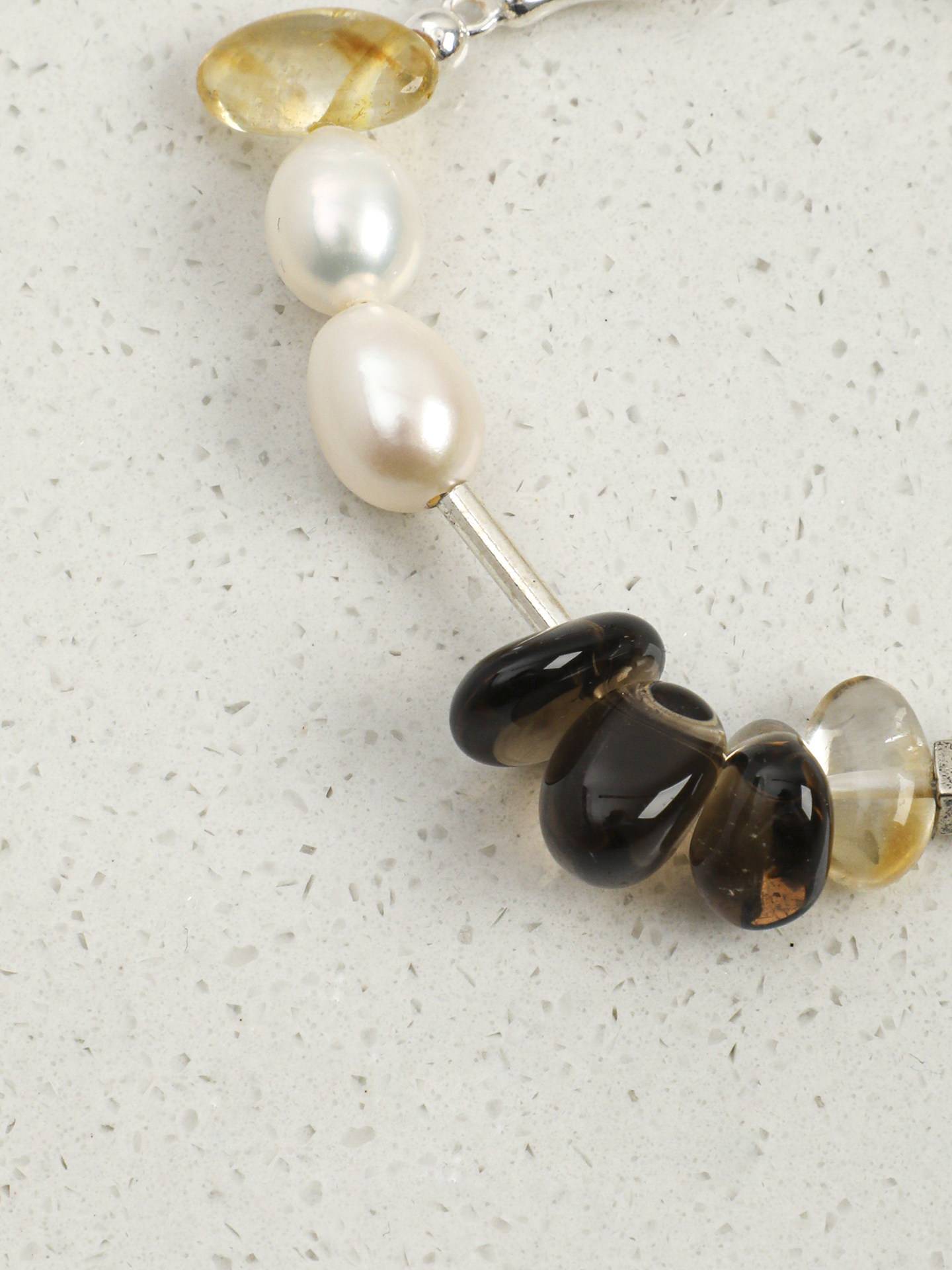 Citrine Smoky Quartz Baroque Pearl Bracelet