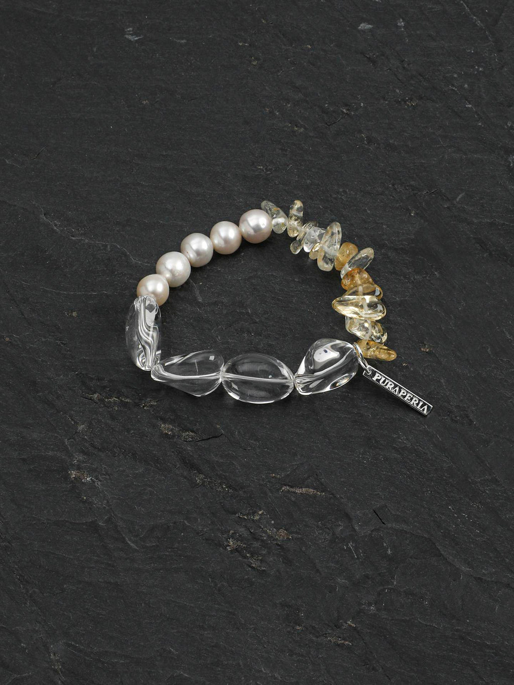 Clear Quartz Citrine Pearl Bracelet