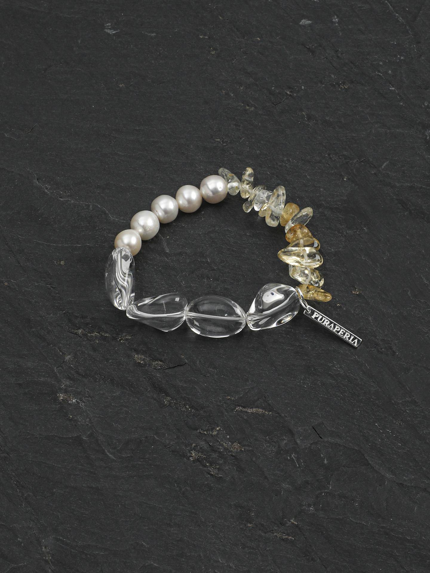 Clear Quartz Citrine Pearl Bracelet