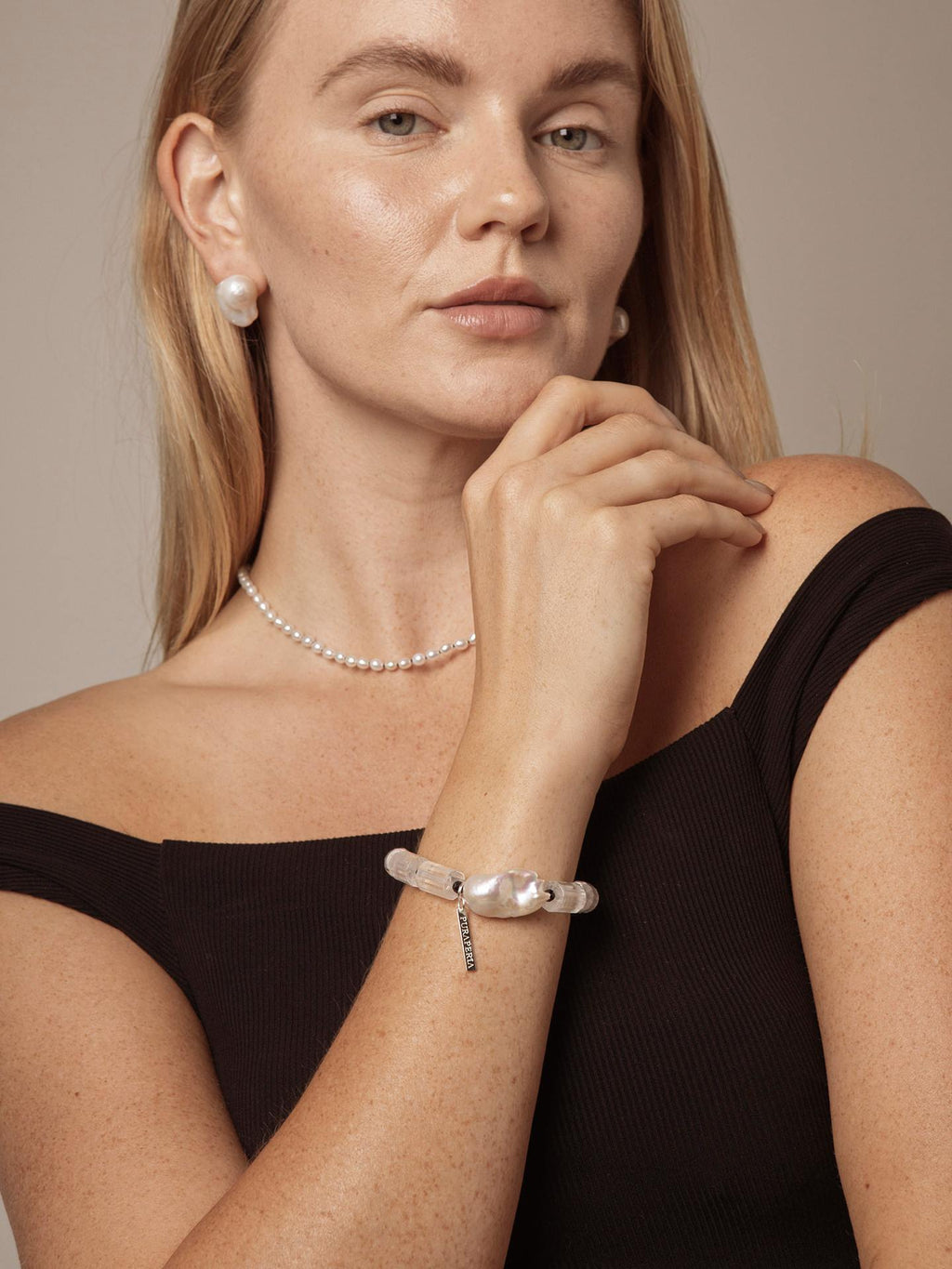 Crystal Noir Baroque Pearl Bracelet