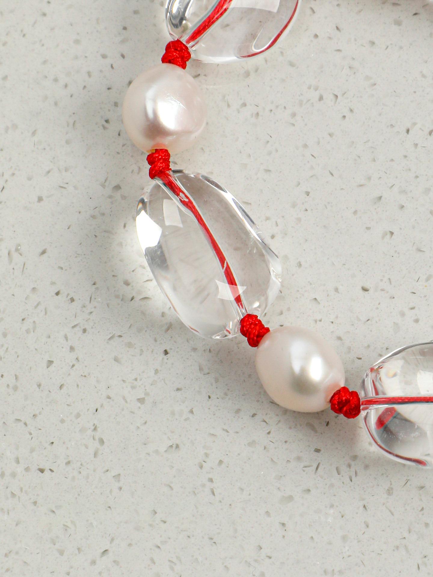 Crystal Pearl Red Cord Bracelet