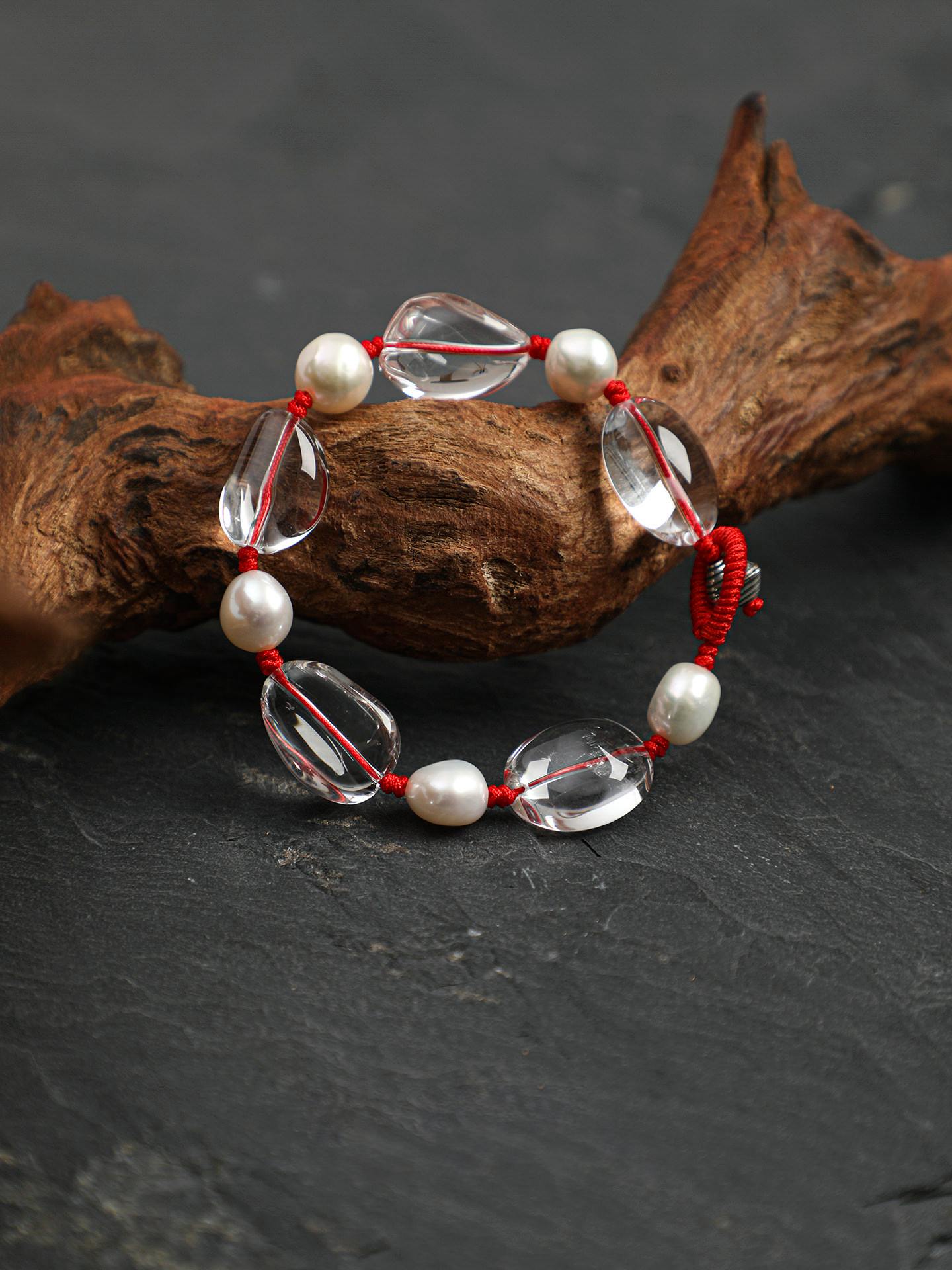 Crystal Pearl Red Cord Bracelet