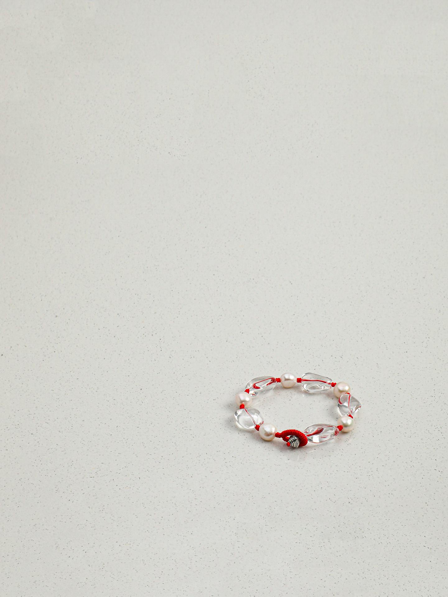Crystal Pearl Red Cord Bracelet
