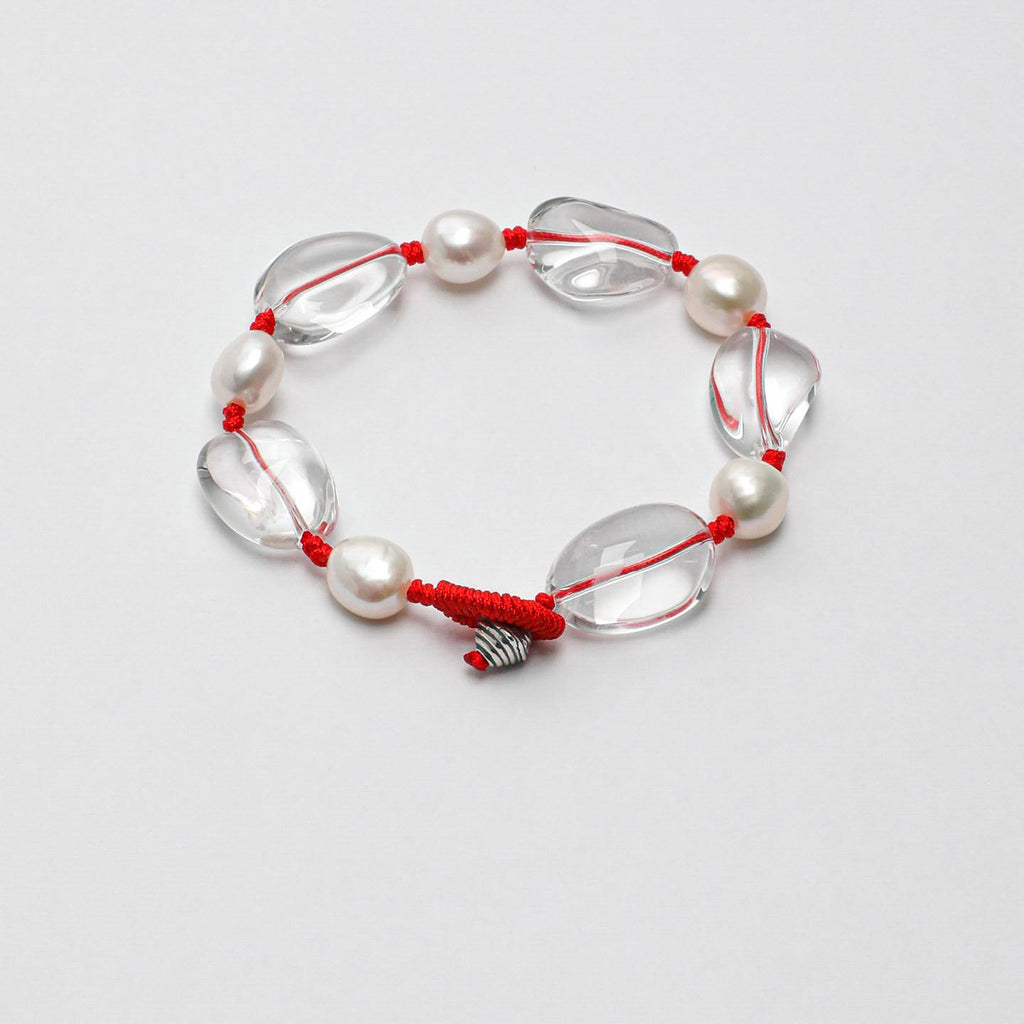 Crystal Pearl Red Cord Bracelet