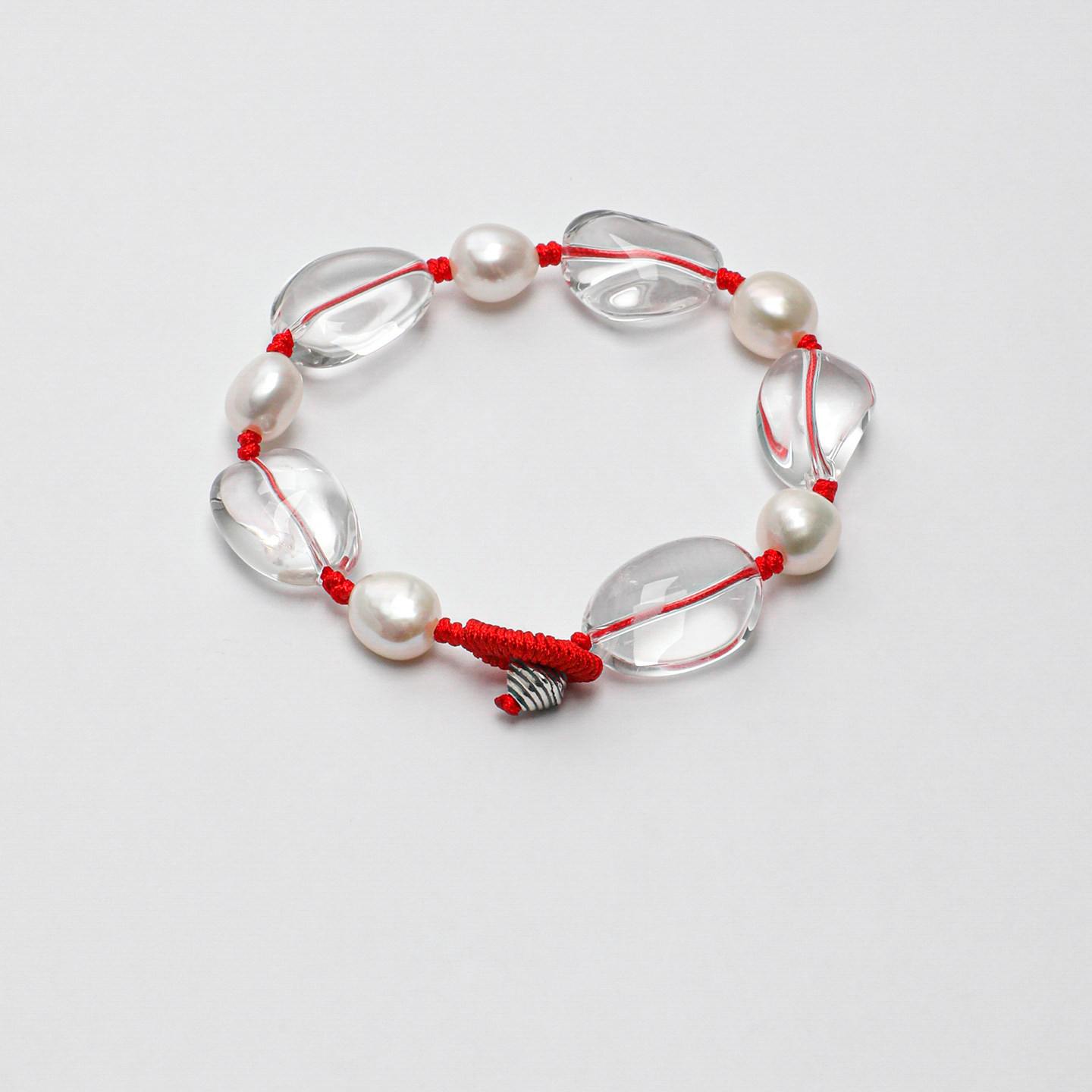 Crystal Pearl Red Cord Bracelet