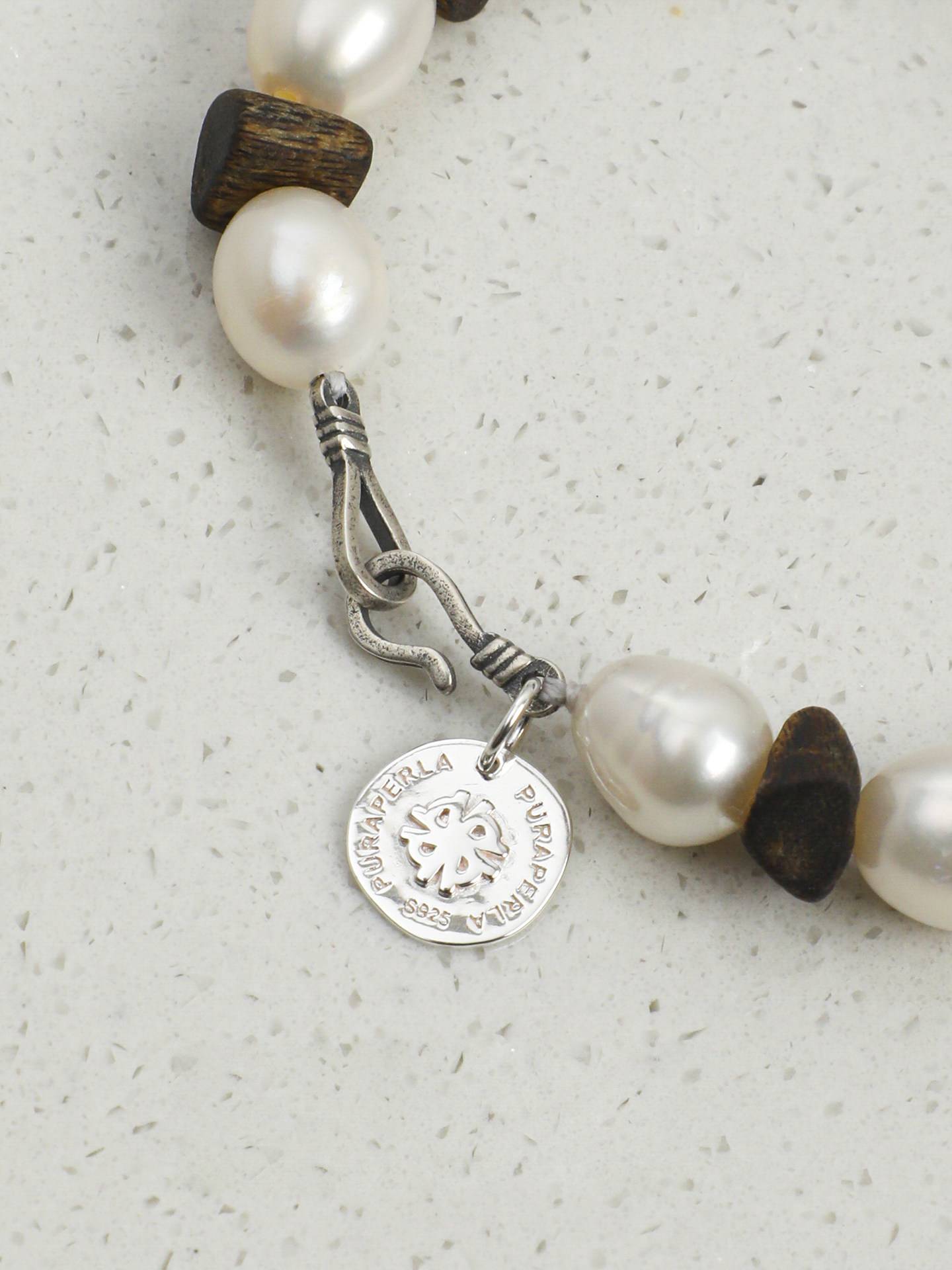 Freshwater Pearl Agarwood Silver Bracelet