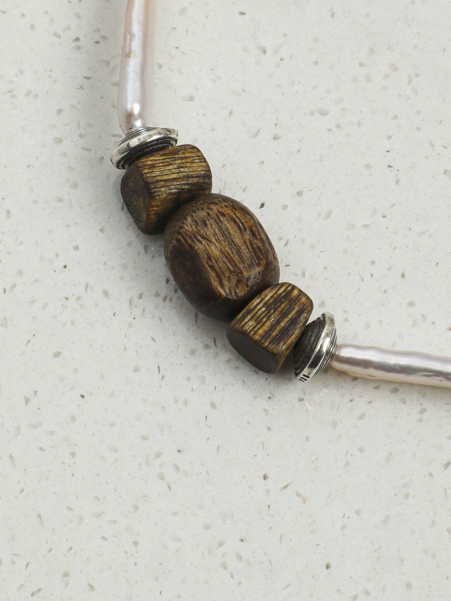 Freshwater Pearl Agarwood Silver Bracelet