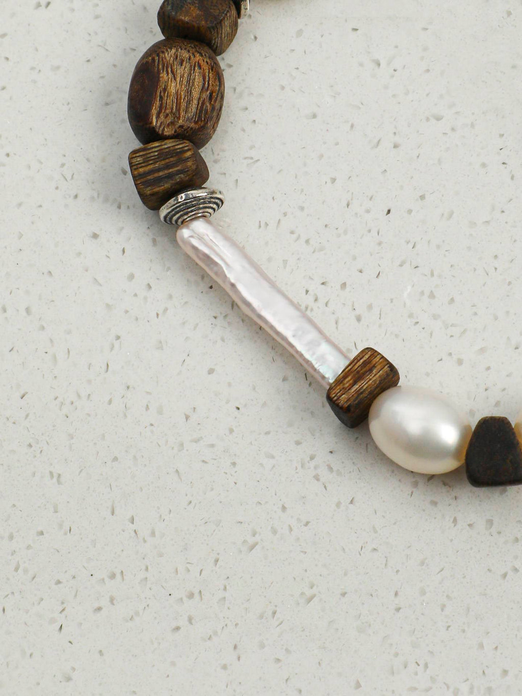 Freshwater Pearl Agarwood Silver Bracelet