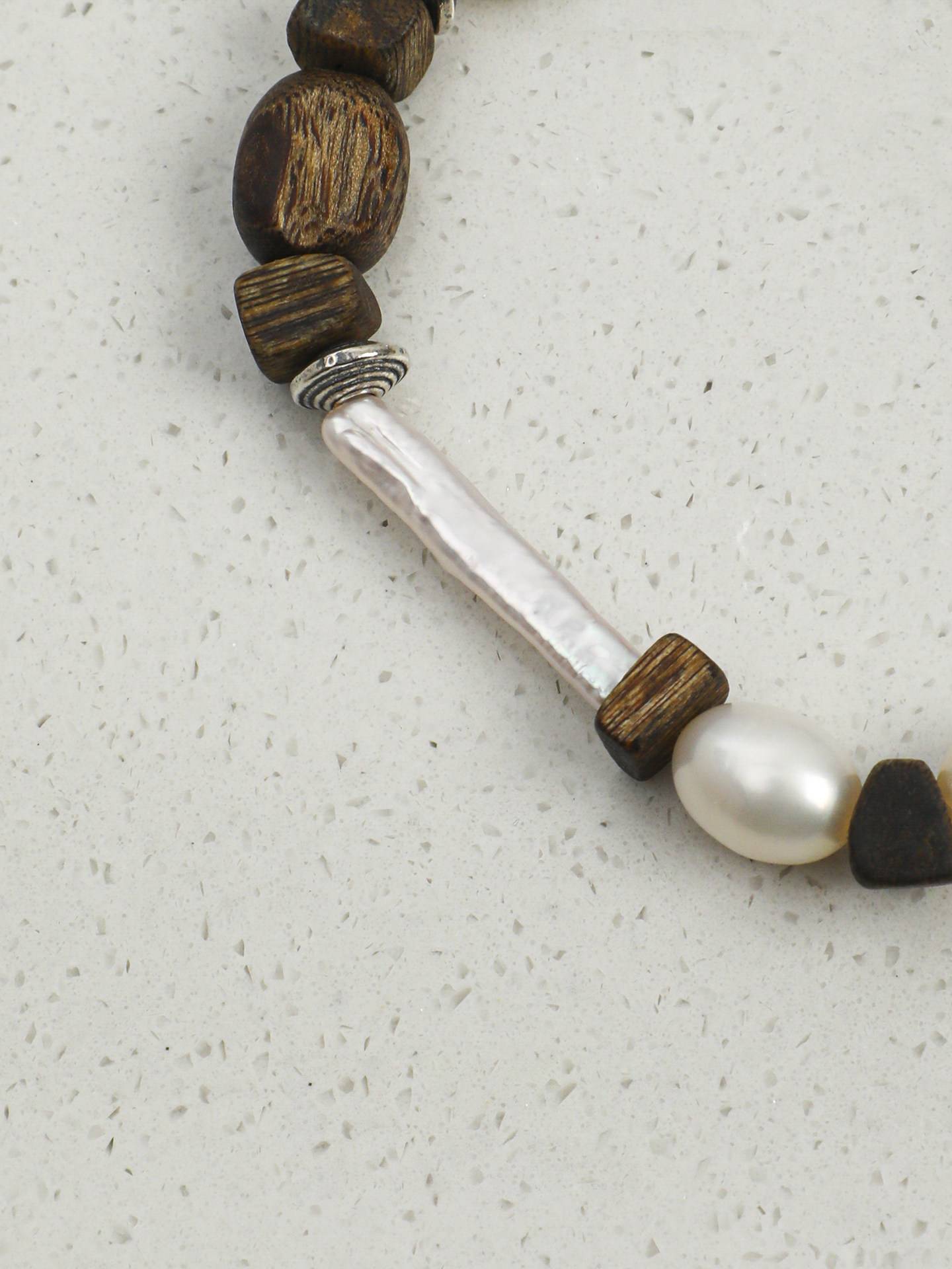 Freshwater Pearl Agarwood Silver Bracelet