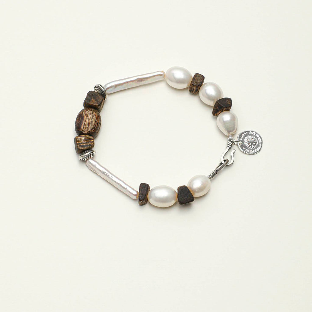 Freshwater Pearl Agarwood Silver Bracelet