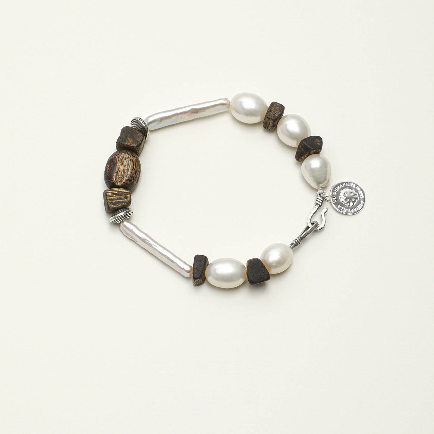 Freshwater Pearl Agarwood Silver Bracelet