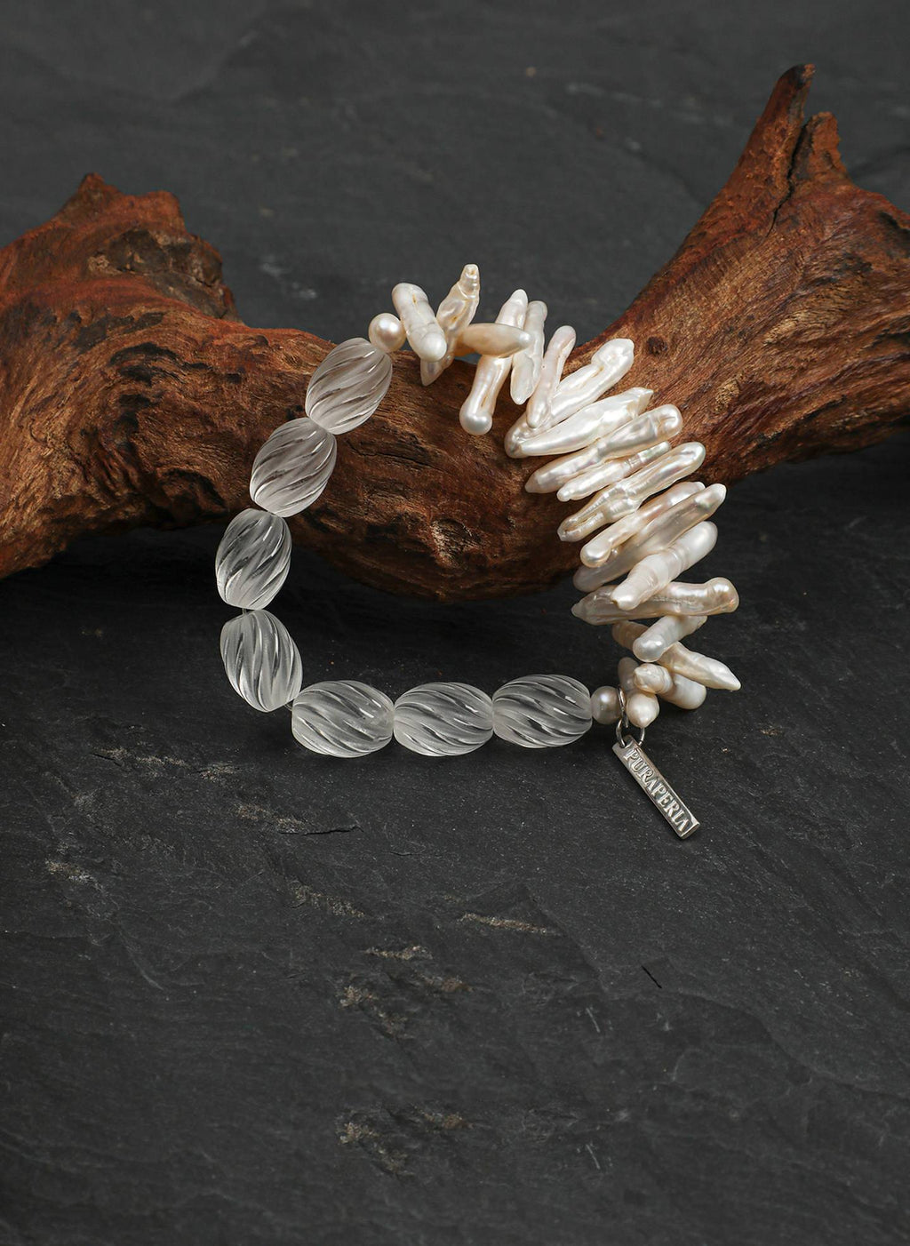 Frostveil Quartz Pearl Bracelet