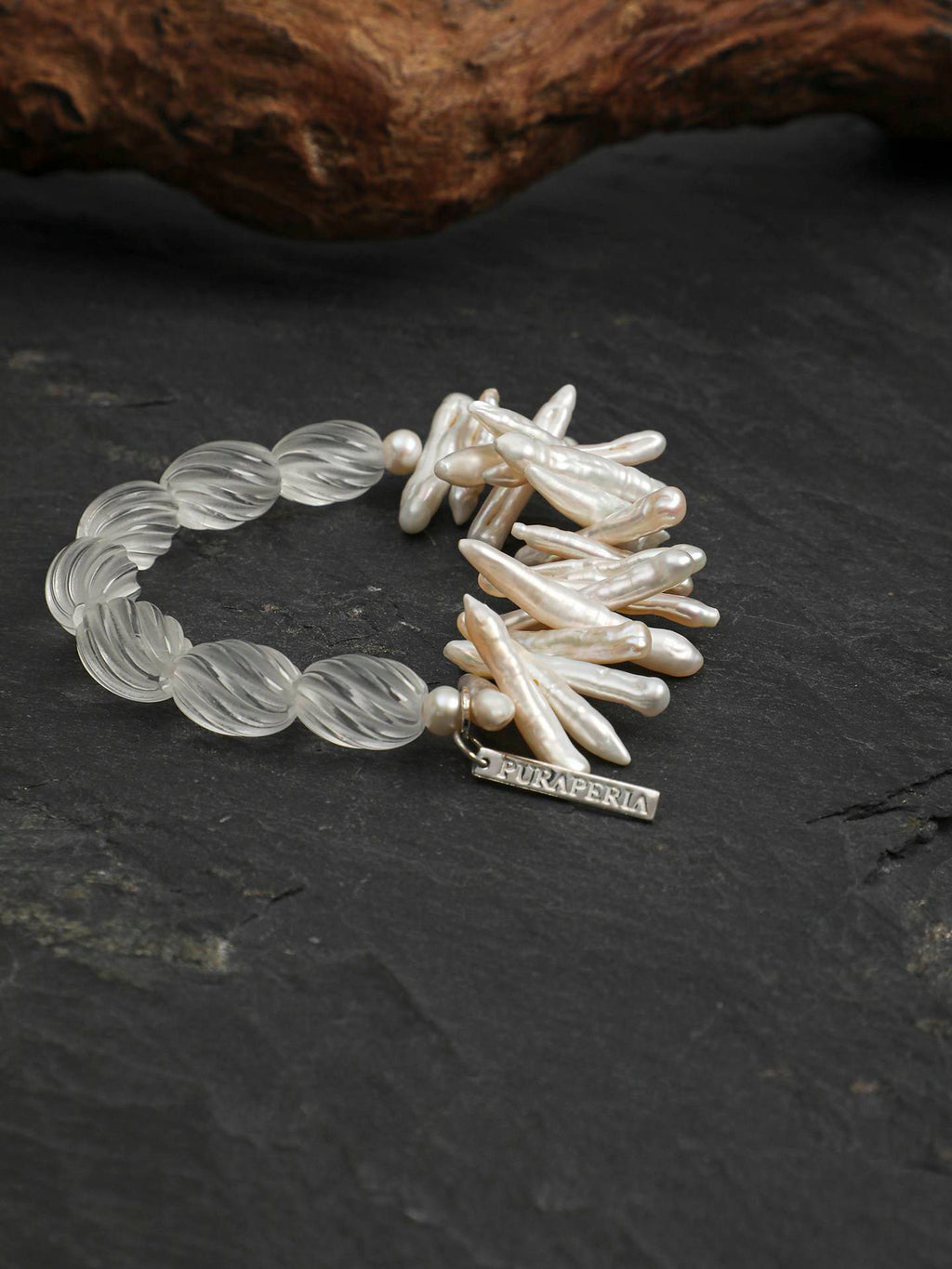 Frostveil Quartz Pearl Bracelet