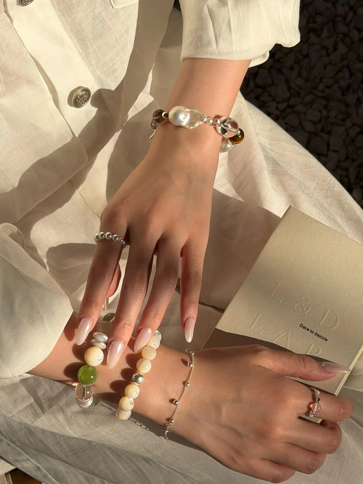 Glimmer Smoky Quartz Pearl Bracelet