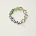 Green Quartz Prehnite Pearl Silver Bracelet