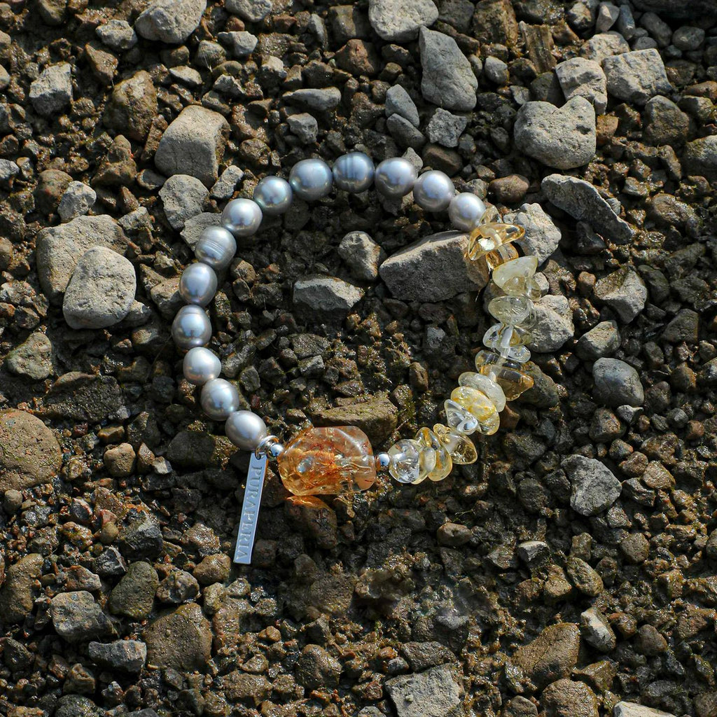 Grey Pearl Citrine Bracelet