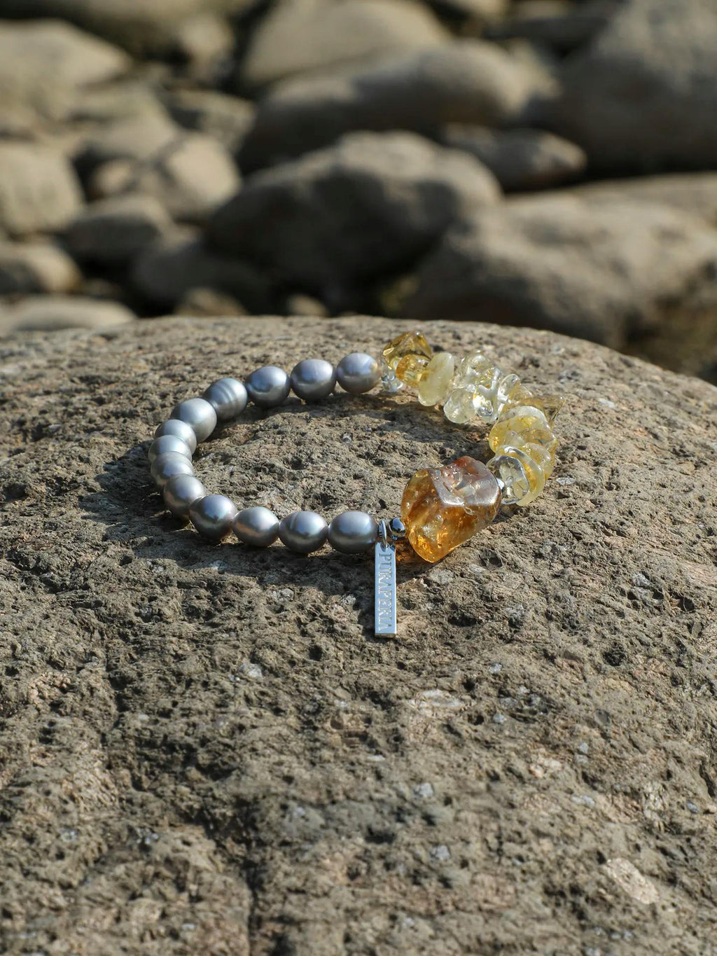 Grey Pearl Citrine Bracelet