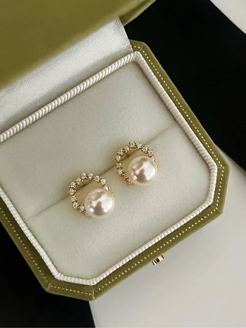 Halo Pearl Stud Earrings