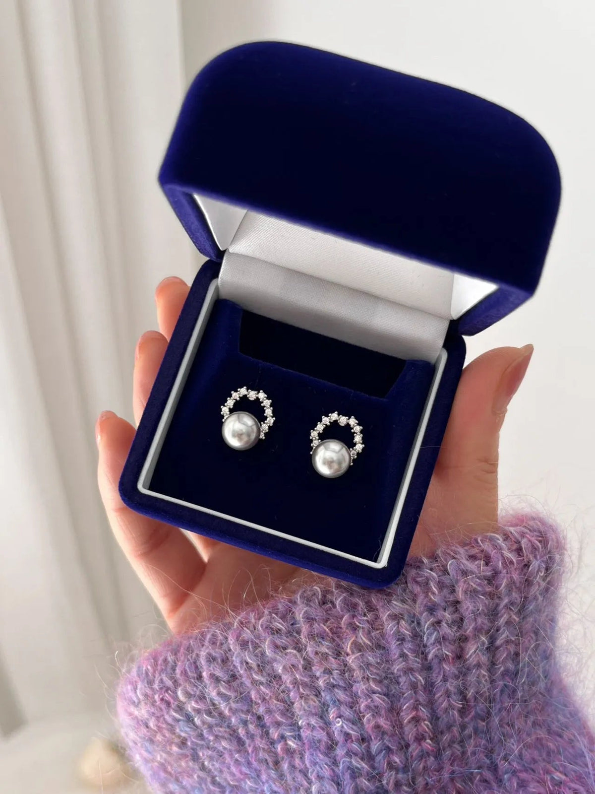 Halo Pearl Stud Earrings