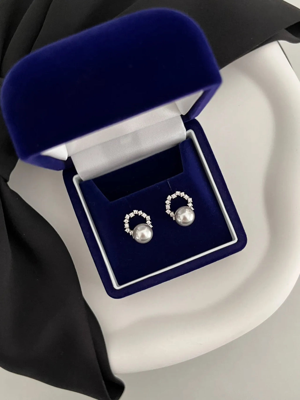 Halo Pearl Stud Earrings